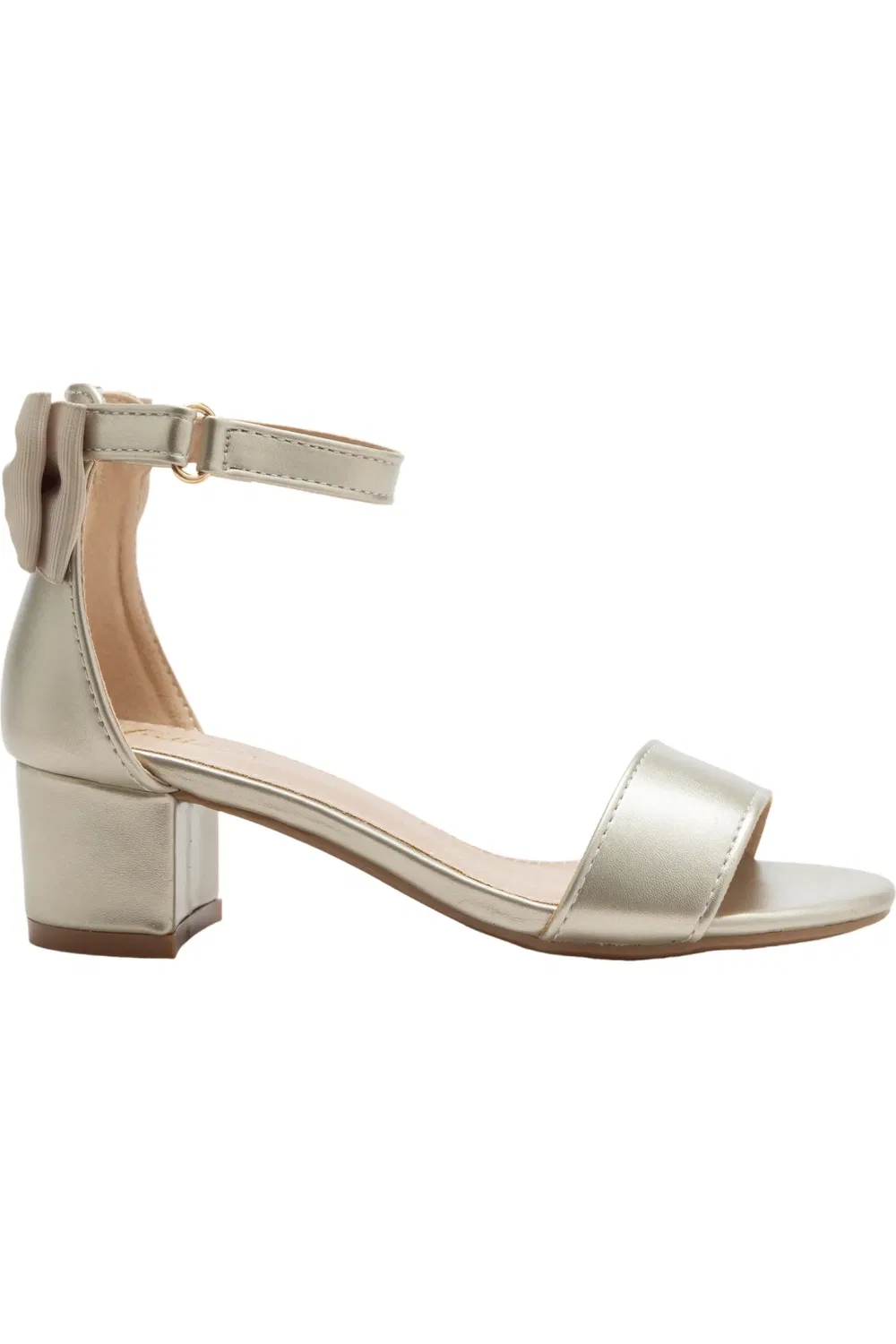 Сандалии детские на низком каблуке Satin Banded Block Heels Tulleen, Gold — фото 2