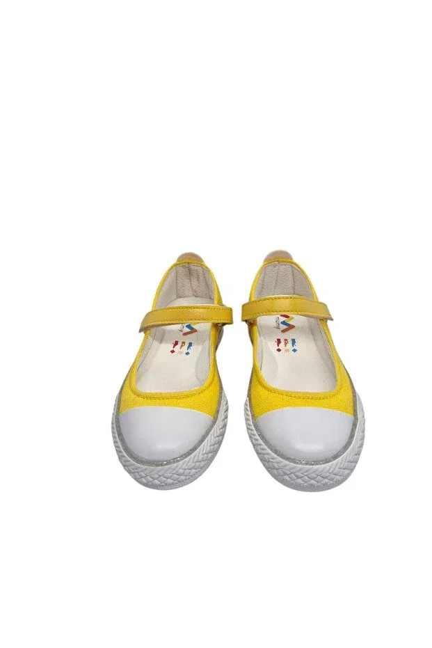 Детские кеды-балетки для девочек джинсовые Momykids, Yellow — фото 2