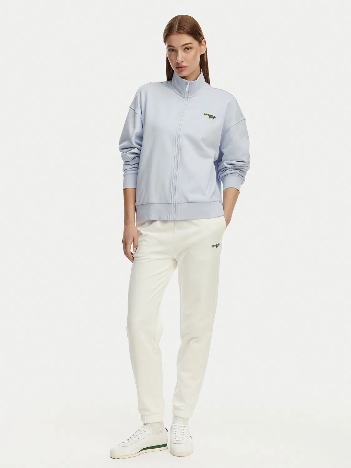 Женские спортивные штаны стандартного кроя Lacoste, белый — фото 2