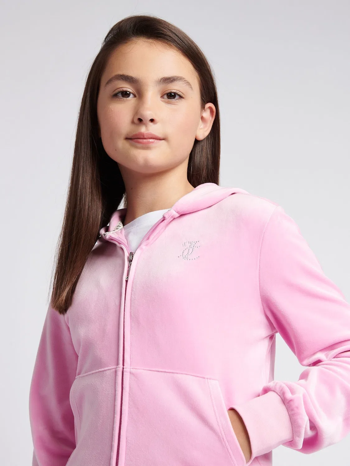 Толстовка на молнии с диамантами Juicy Couture, розовый/ржавый — фото 4