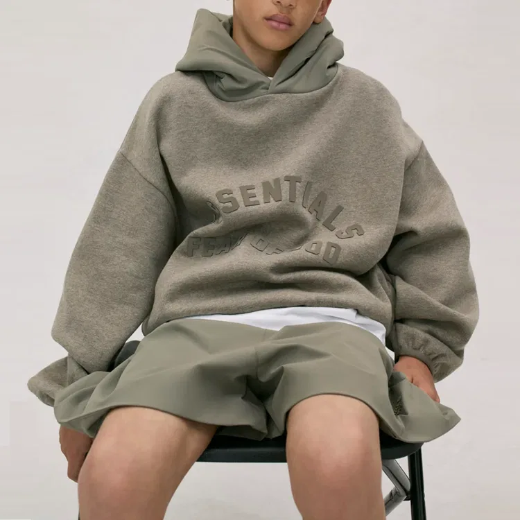 Худи детское из нейлонового флиса Fear Of God Essentials, Dusty Gray — фото 4