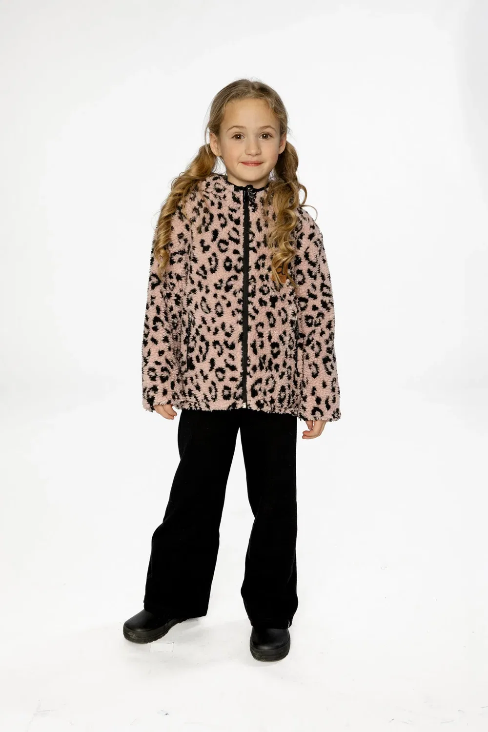 Детская куртка для девочек на молнии с капюшоном Reversible Mid-Season Jacket Deux par Deux, Black and Pink — фото 3