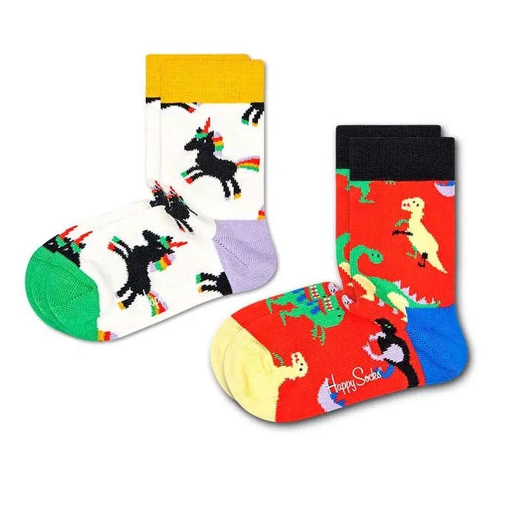 Носки с динозаврами 2 пары Happy Socks, красный