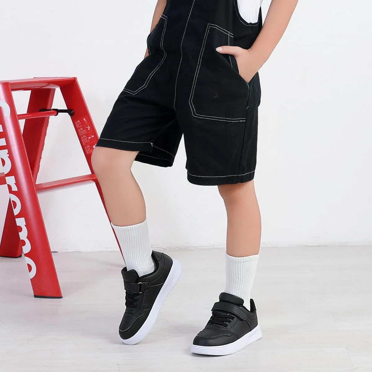 Детские кроссовки из кожи с принтом DSWED, Leather Wear-Black-White — фото 2