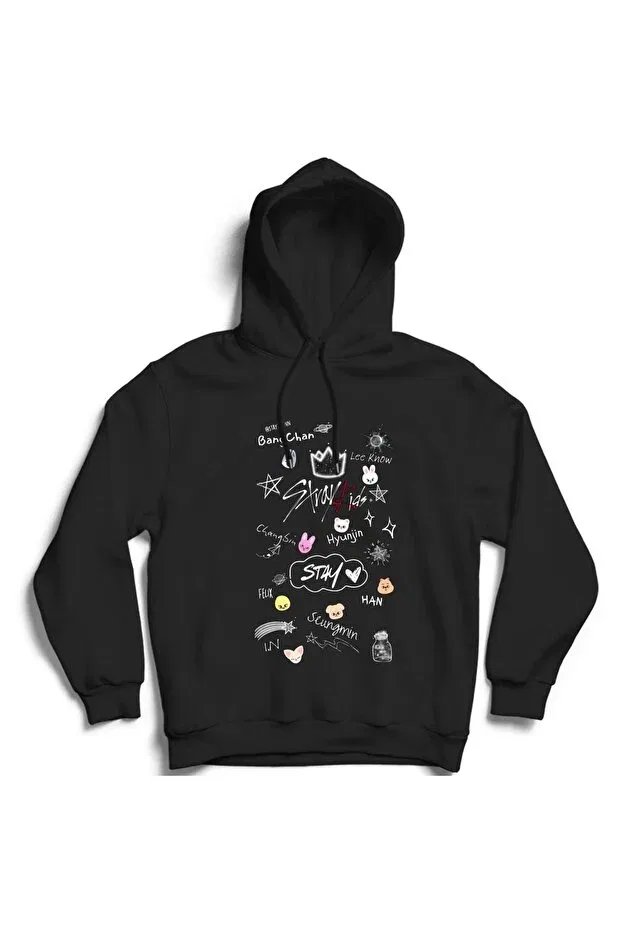 Детское худи с принтом Stray Kids, skzoo, stay mix, k-pop music group The Fame, Black