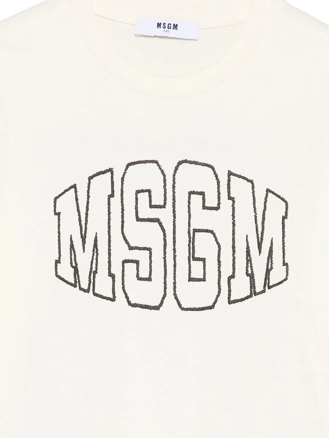 Футболка с вышитым логотипом Msgm Kids, нейтральные цвета — фото 3