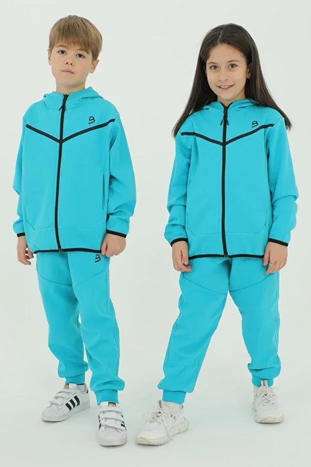 Детский спортивный костюм с капюшоном и принтом Black One, Blue