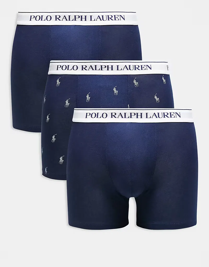 Трусы с поясом с логотипом 3 шт Polo Ralph Lauren, темно-синий