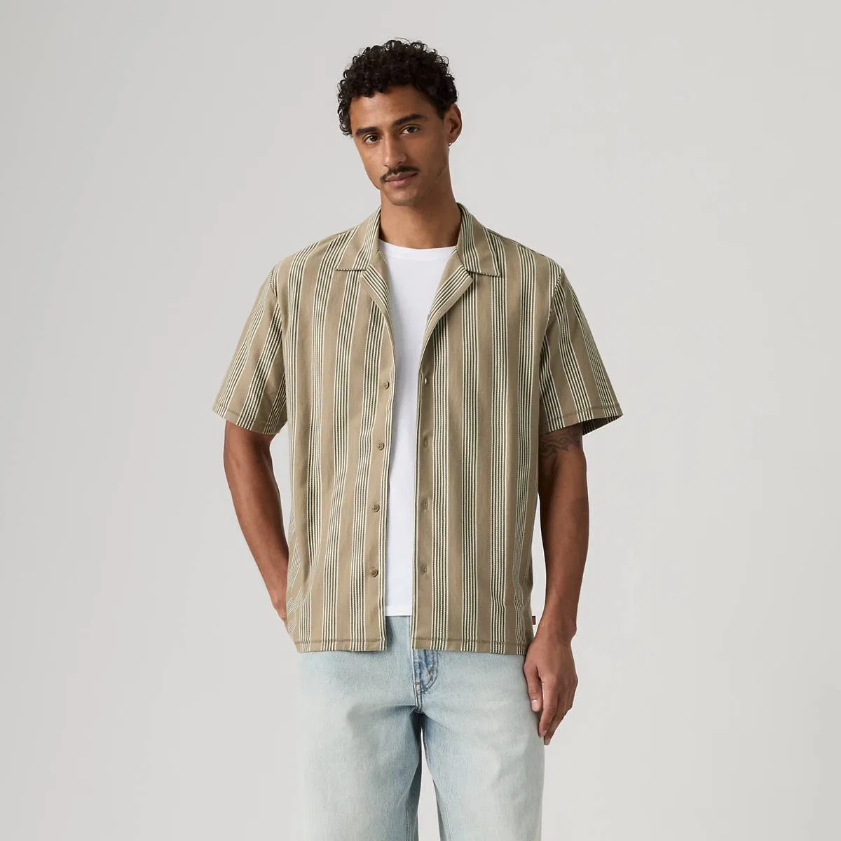 Вязаная походная рубашка Levi's, Declan Stripe Brindle - Brown — фото 3