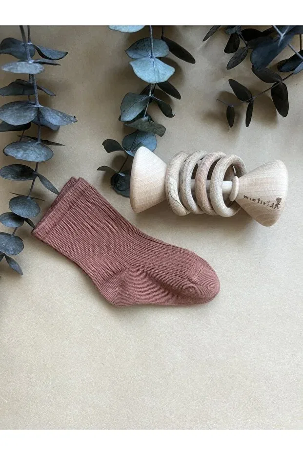 Детские носки для новорожденных Bamboo corded baby socks Mintirik, Cinnamon