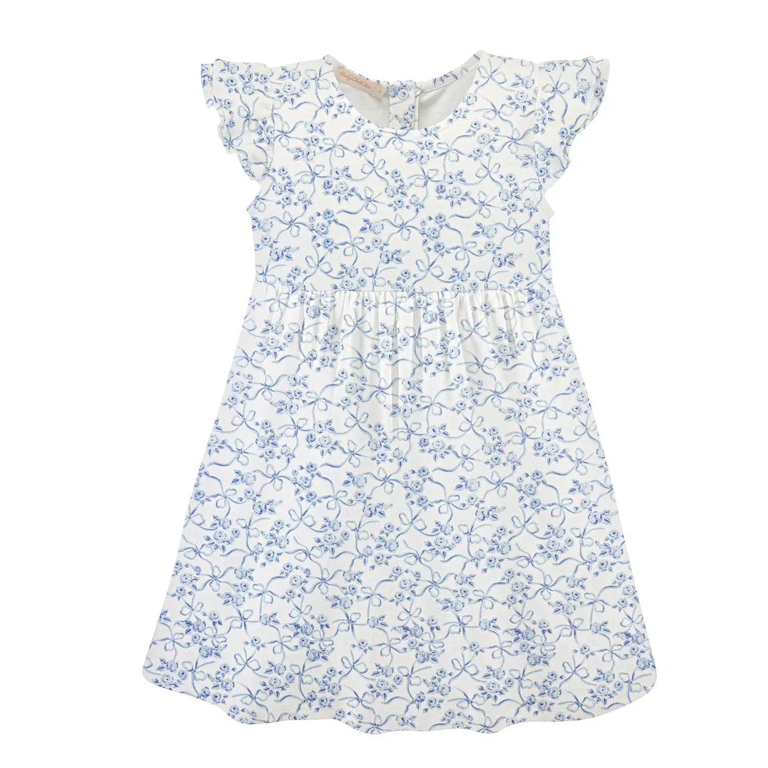 Детское платье для девочек с цветочным принтом Romantic Toile Baby Club Chic, White/Blue