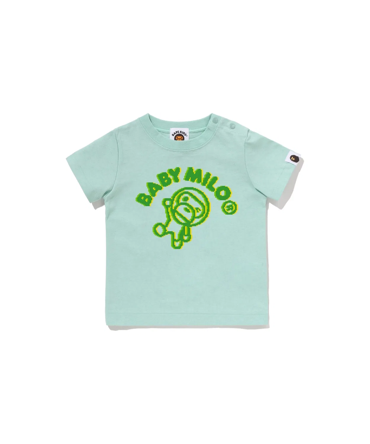 Детская футболка с коротким рукавом, с принтом, RETRO PIXEL WINKING MILO A BATHING APE, Green
