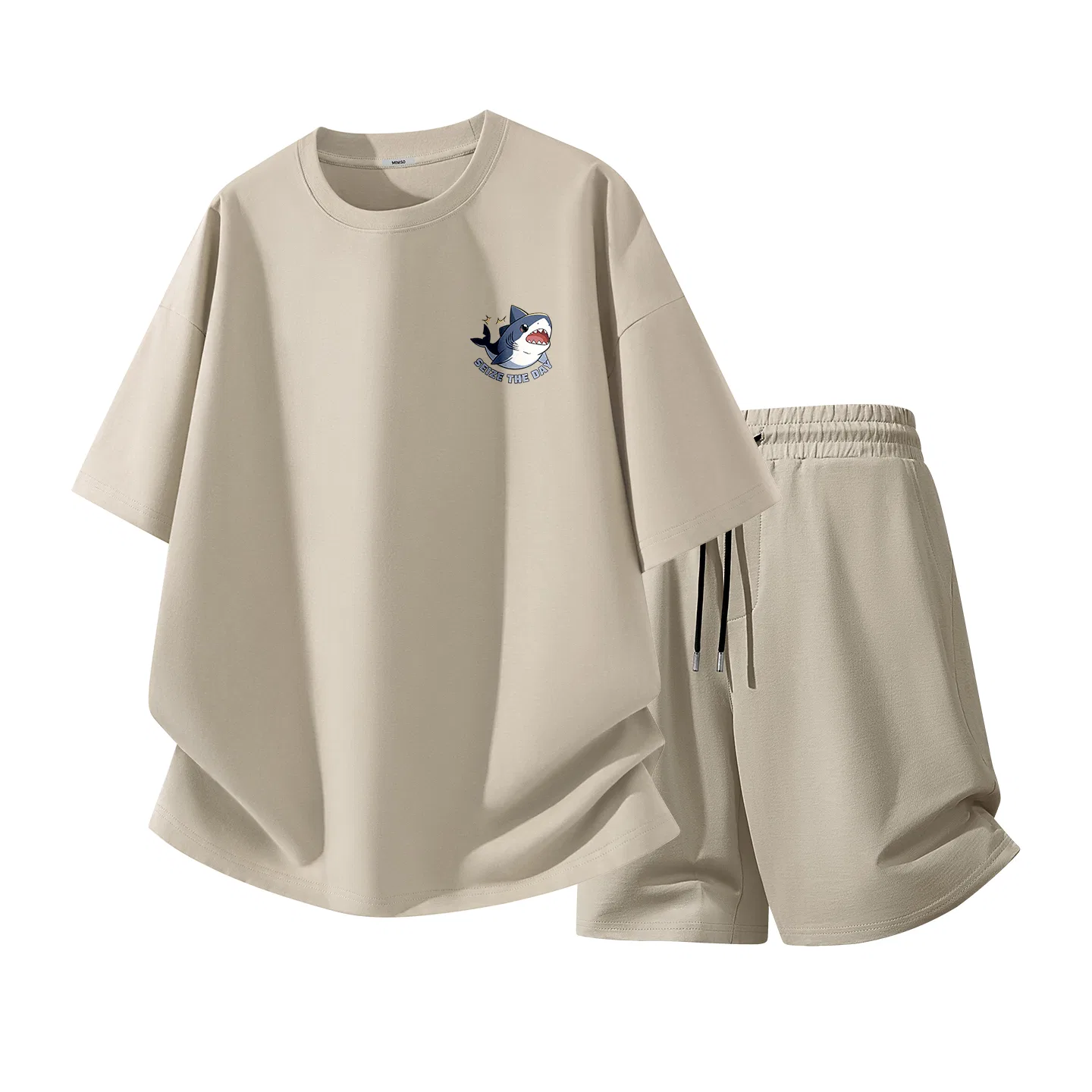 Детский комплект спортивной одежды с логотипом Happy Shark Miniso, Khaki