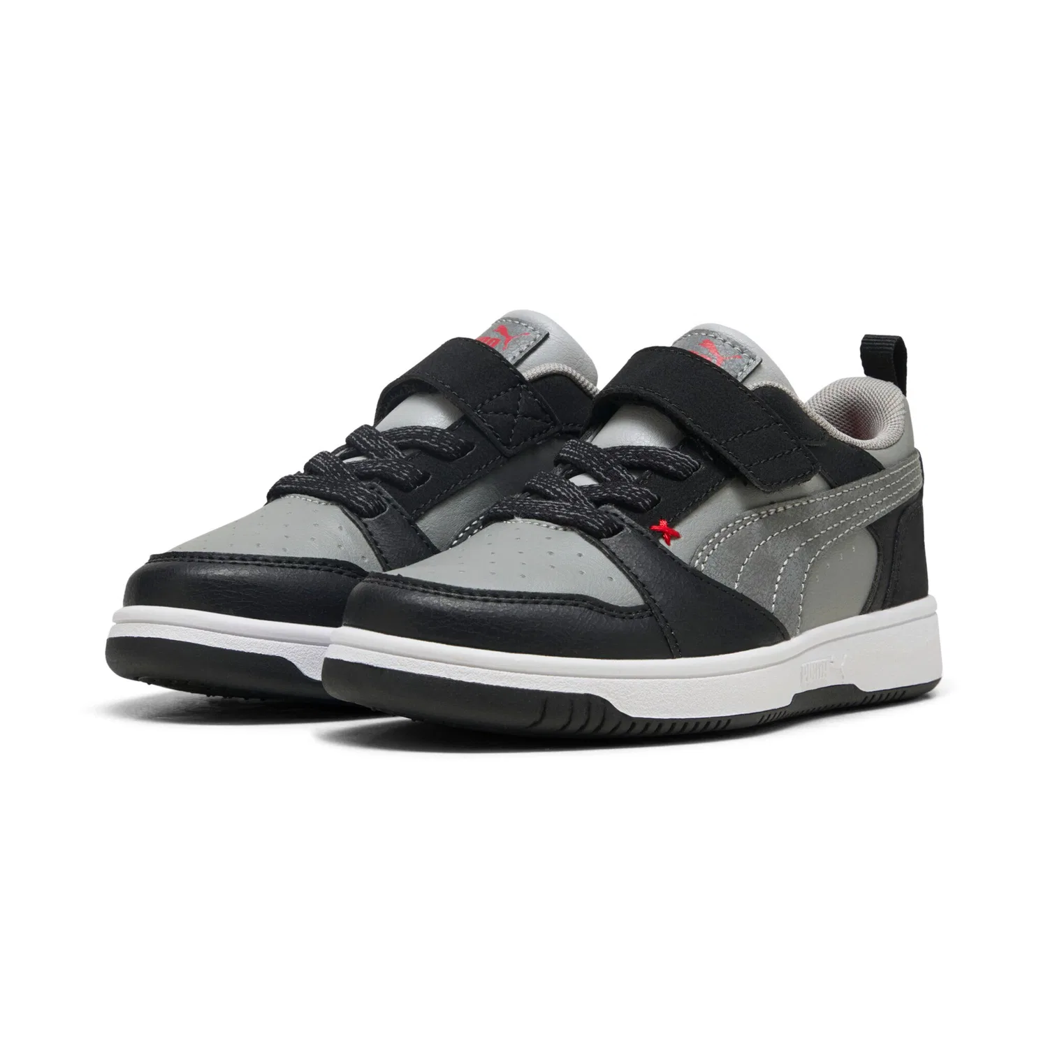 Детские кроссовки с ретро-стилем PUMA REBOUND V6 LO MID 90S AC PS, Black/Gray/Red