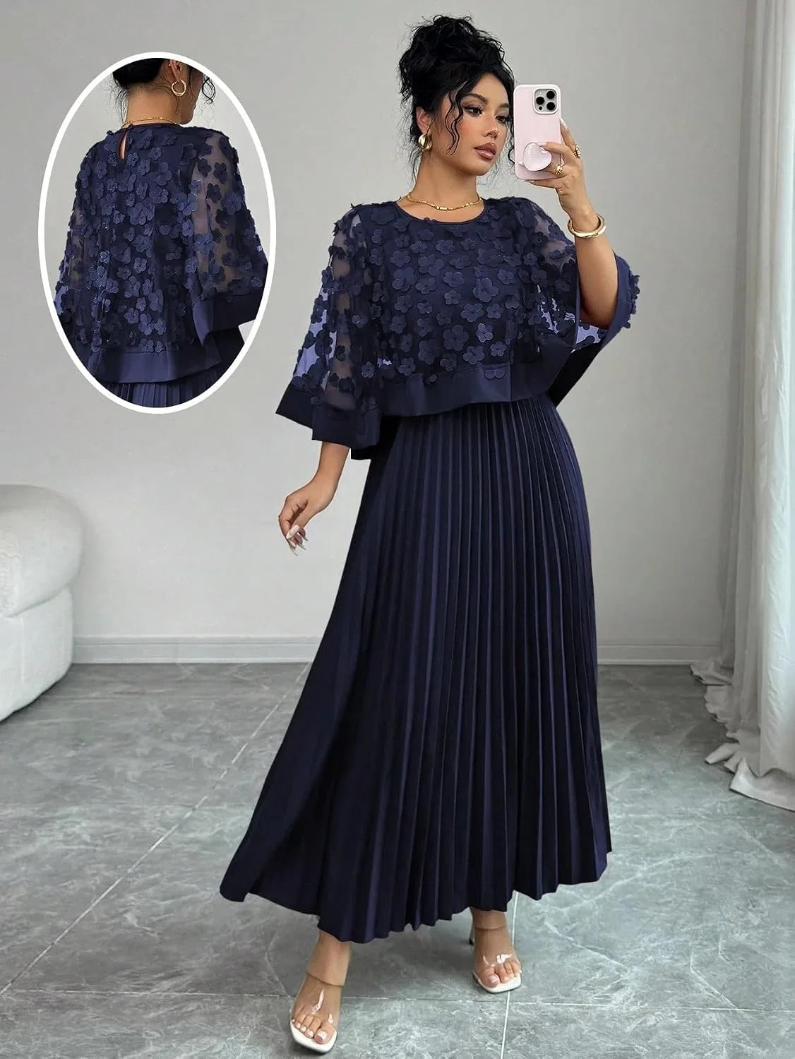 Женское летнее платье с плиссированным подолом Navy Blue — фото 4