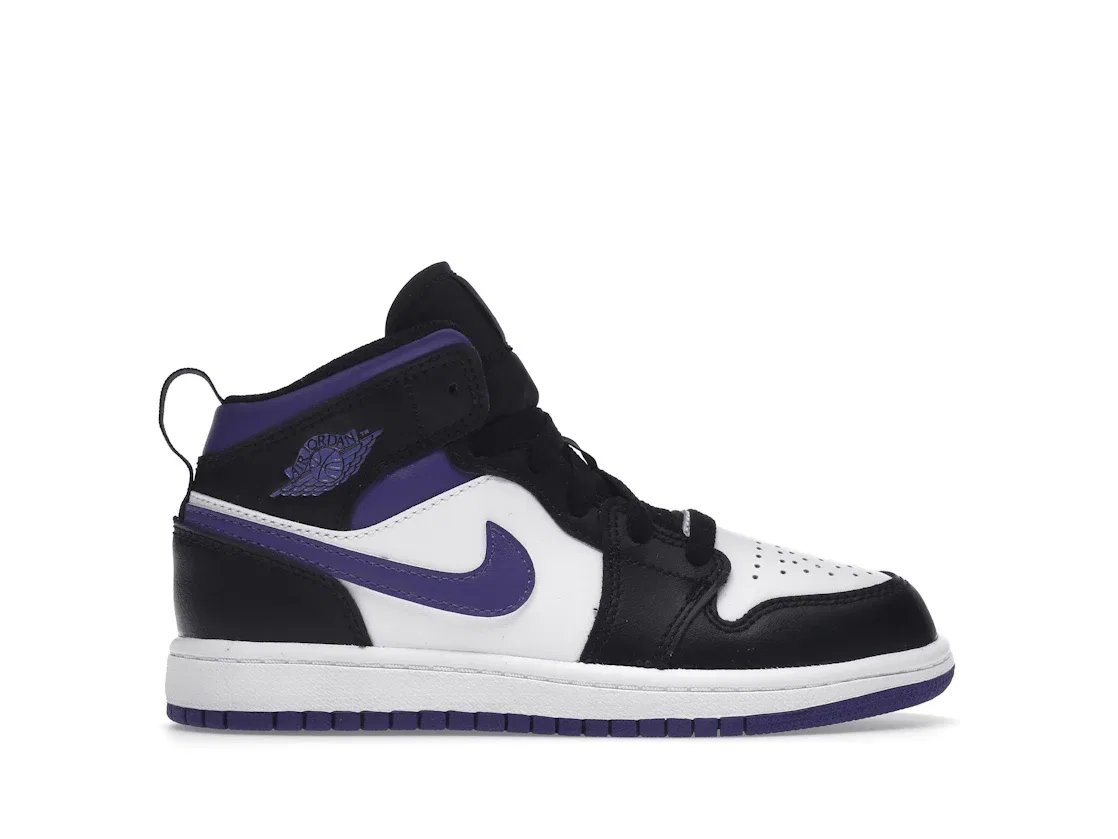 Детские кроссовки с кожаным верхом Jordan 1 Mid Jordan, Black/Dark Iris/White