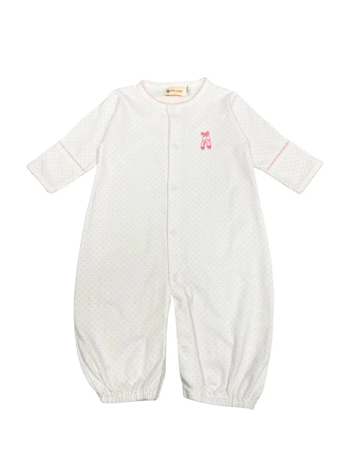 Детский боди-комбинезон трансформер с вышивкой Ballet Slipper On Baby Pink Dot Luigi Kids, Ballet Slipper On Baby Pink Dot