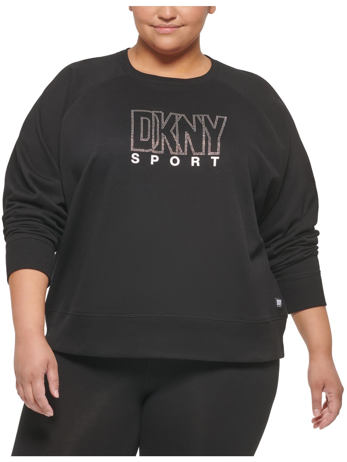 

Плюс Женская толстовка с круглым вырезом и логотипом из страз DKNY Sport, черный