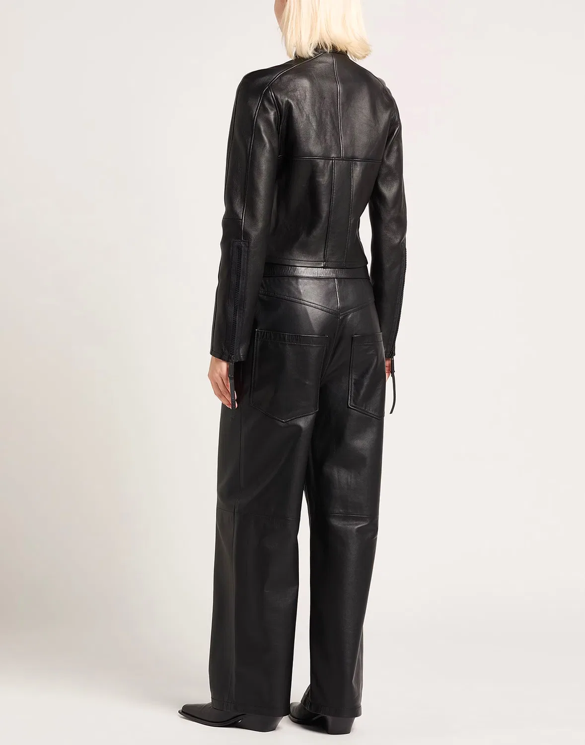Женская кожаная куртка-косуха с принтом Dsquared2, черный — фото 3
