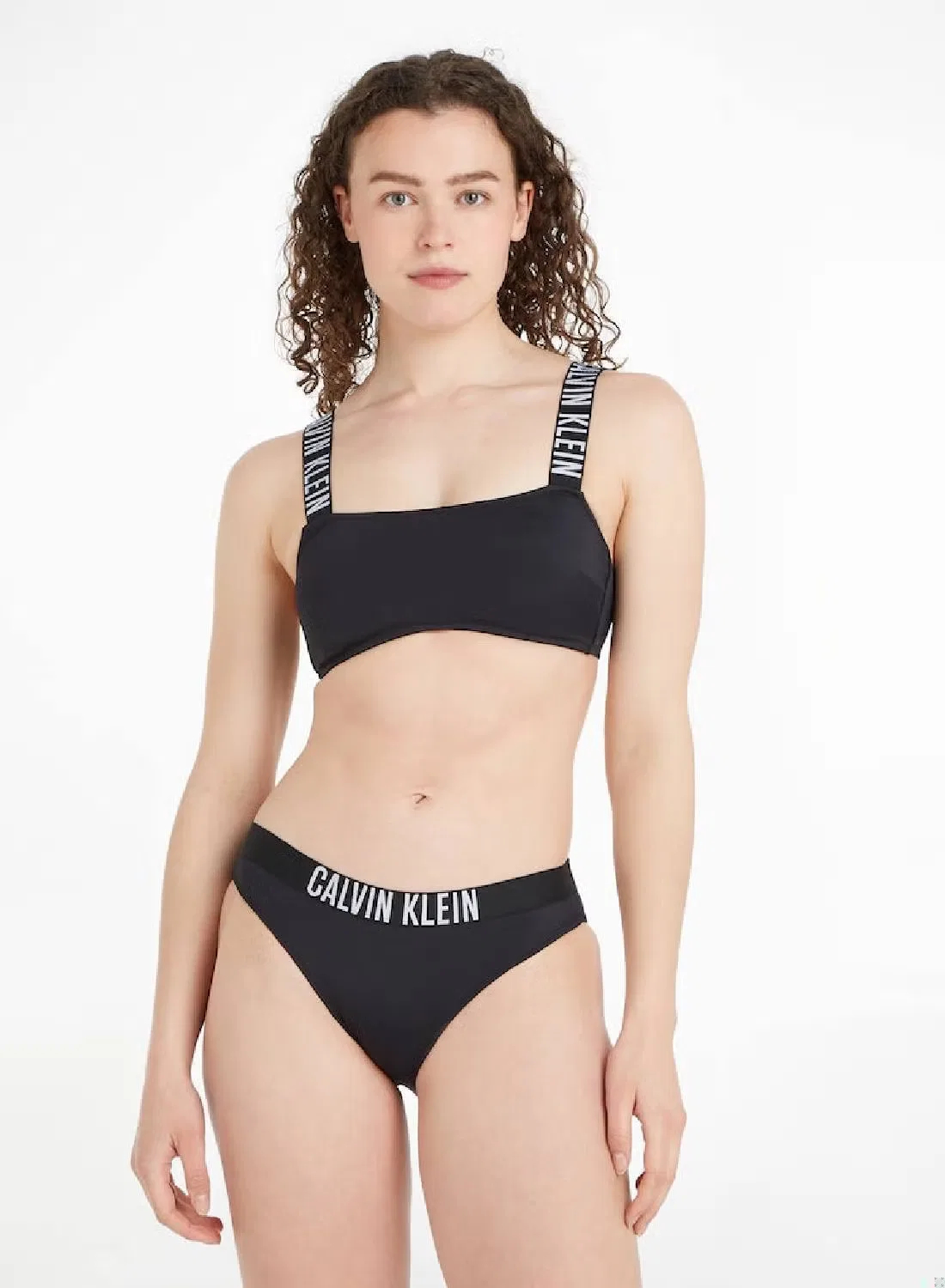 Плавки бикини бандо с логотипом Calvin Klein, черный