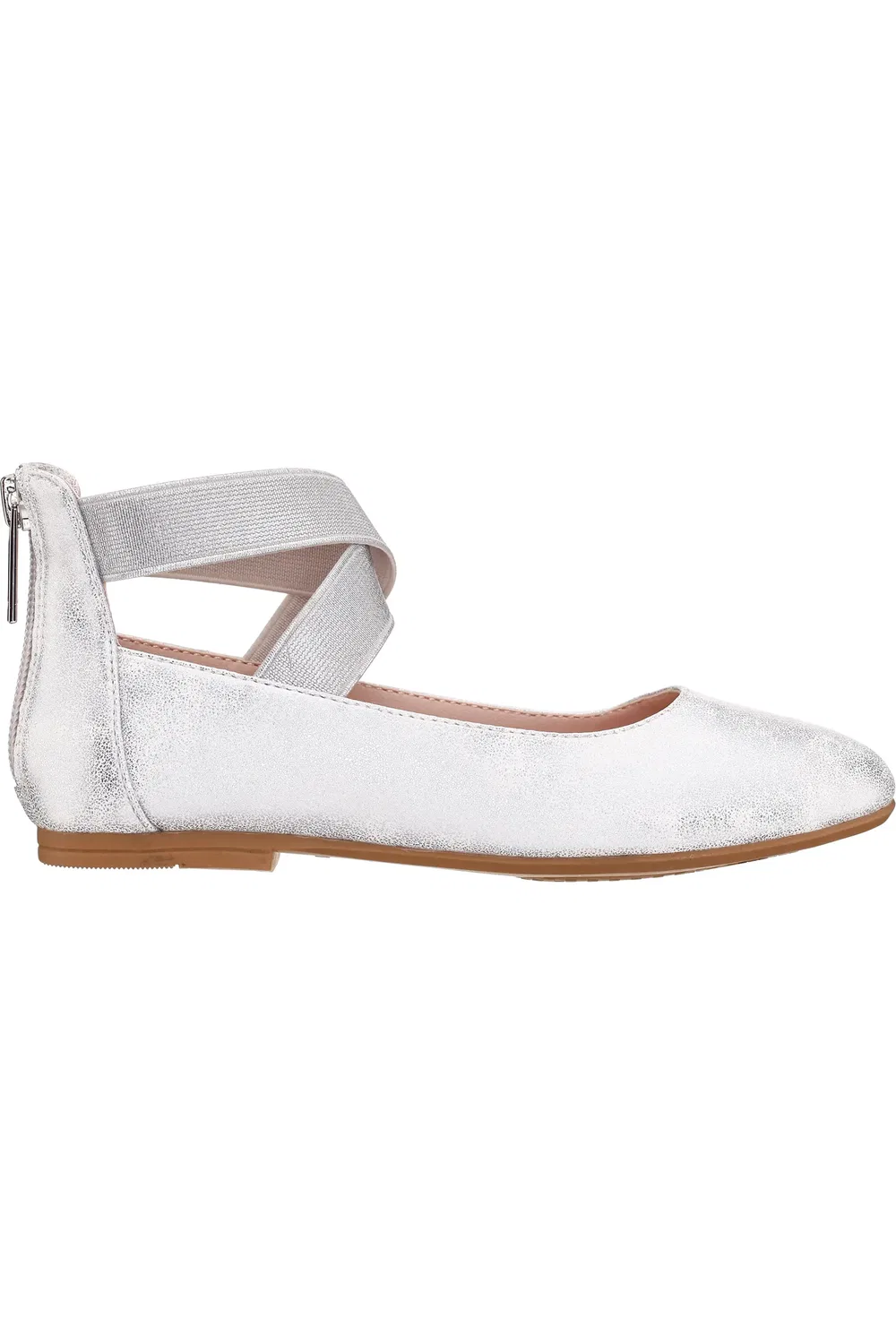 Детские балетки на перекрестных ремешках Marissa Nina, Silver Distressed — фото 3