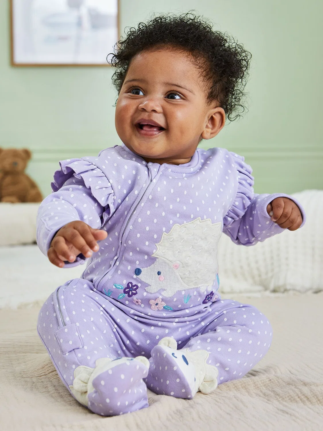 Слип с аппликацией ежик, JoJo Maman Bébé, сиреневый