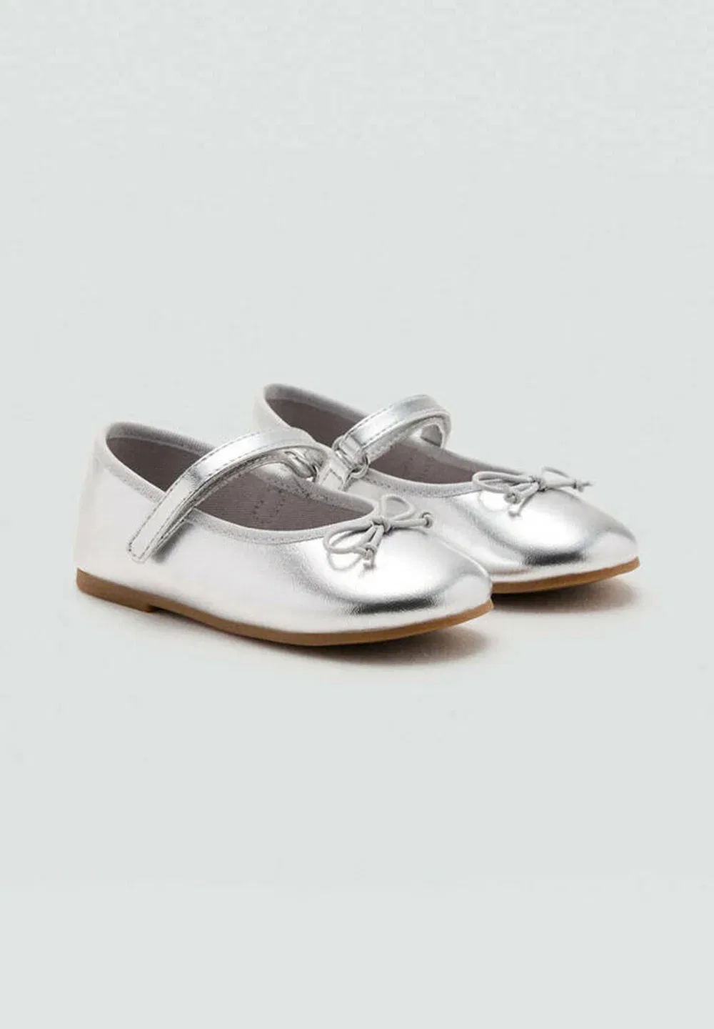 Детские балетки с ремешком на щиколотке Mango Kids, Silver-Coloured — фото 2