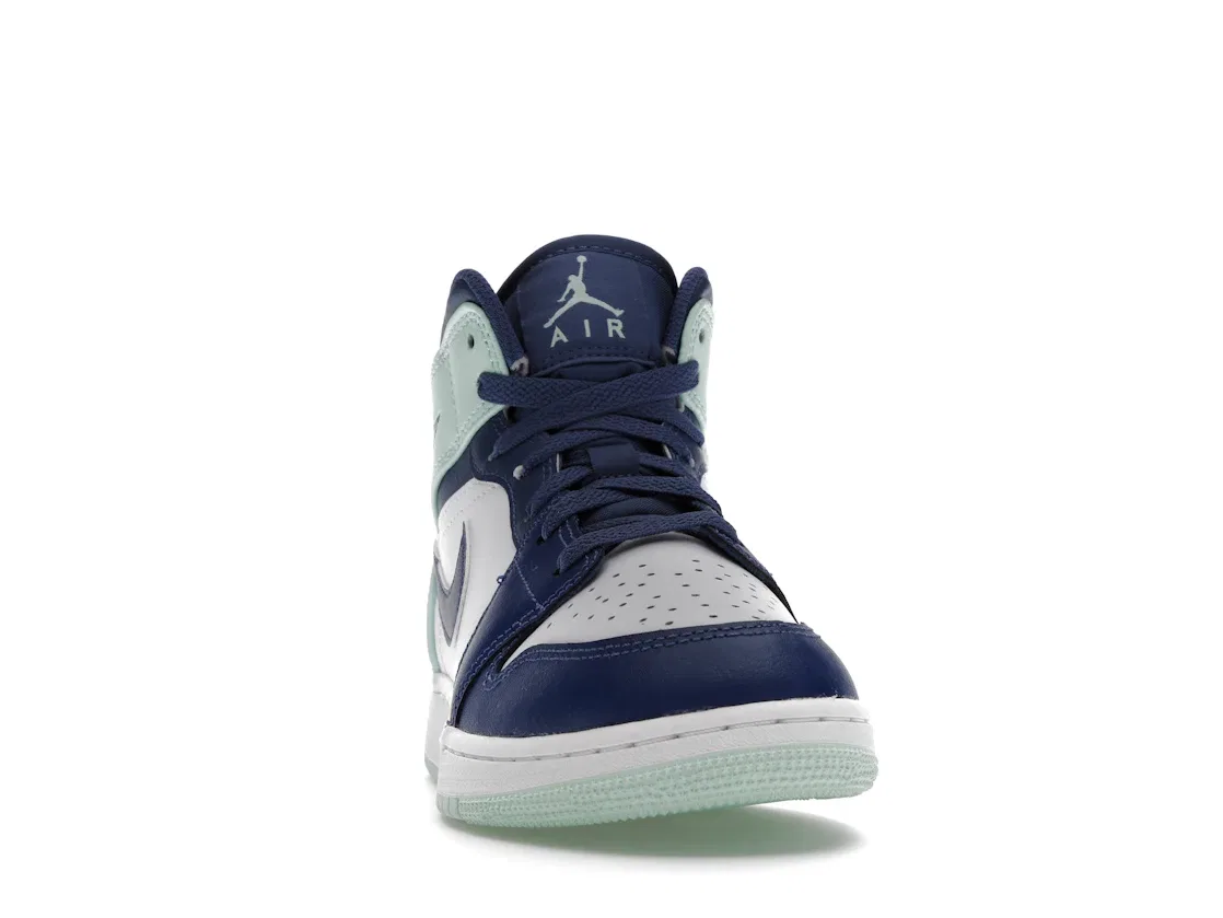 Детские кроссовки с кожаным верхом Jordan 1 Mid Mystic Navy Mint Foam Jordan, Mystic Navy/White/Mint Foam — фото 2