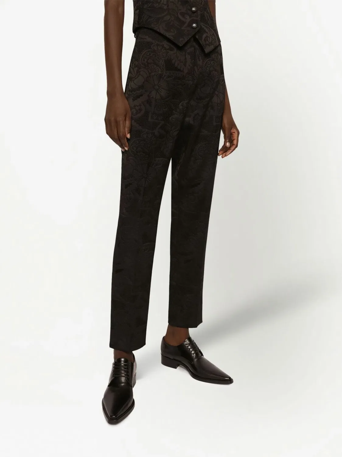 Dolce & Gabbana Флоральные жаккардовые брюки с tapered-ногами — фото 3