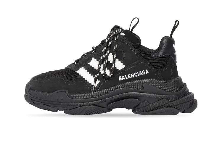 Детские кроссовки Balenciaga X Triple S Sneaker Kids, с шнуровкой, Черный