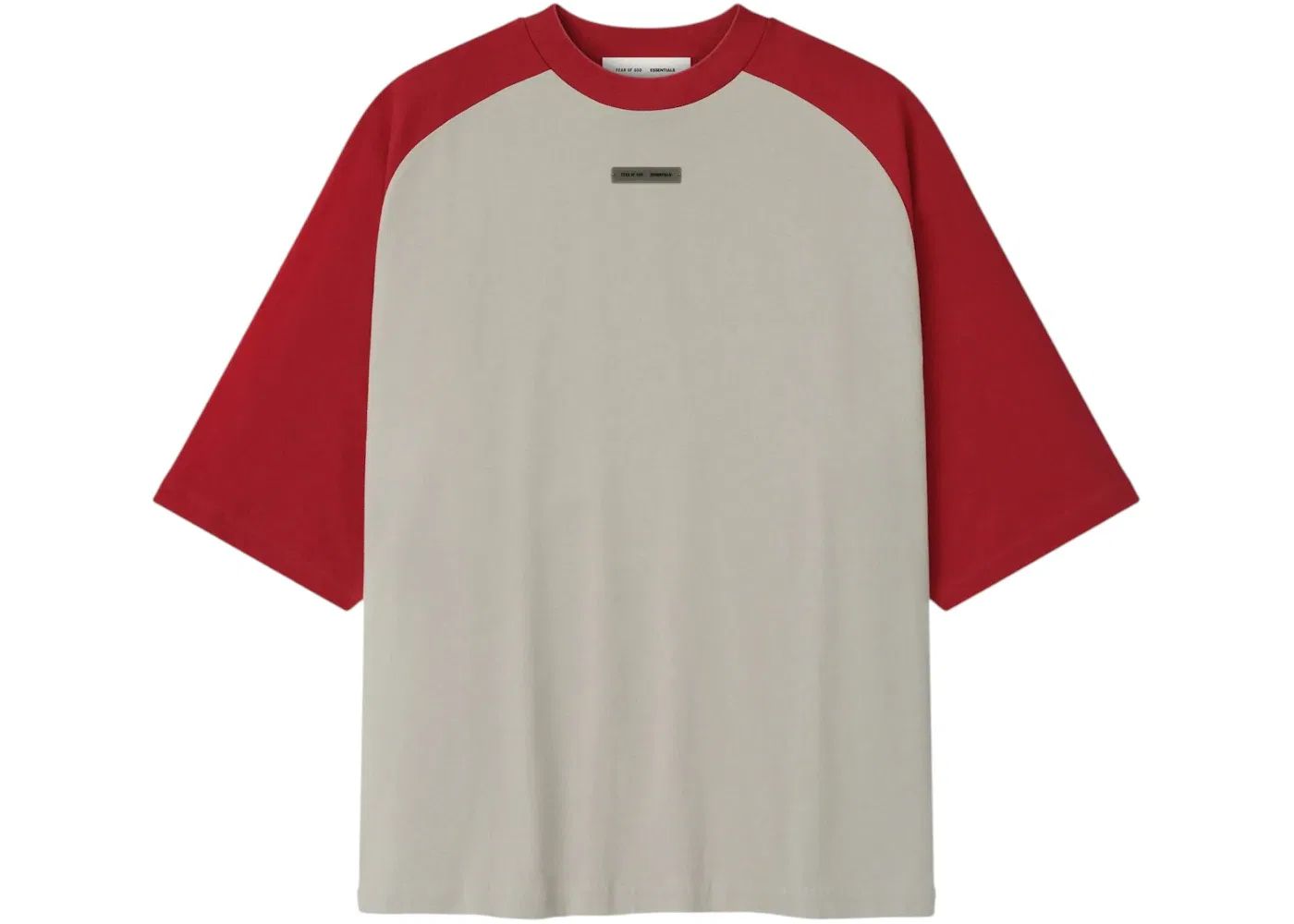Мужская футболка с длинным рукавом Fear of God Essentials Baseball Tee, Smoke Grey/Crimson