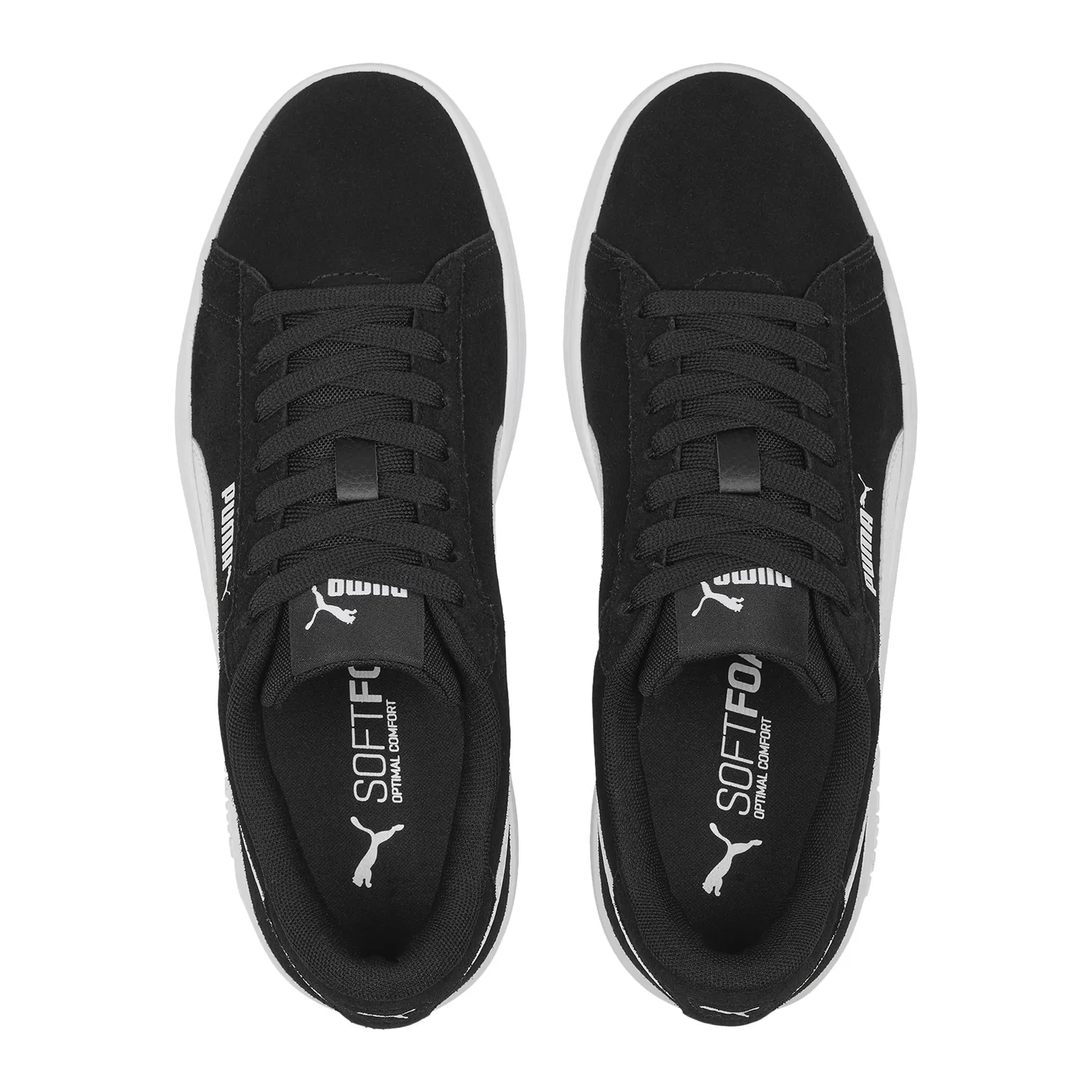 Кроссовки низкие кожаные Junior Smash Puma, черный — фото 4