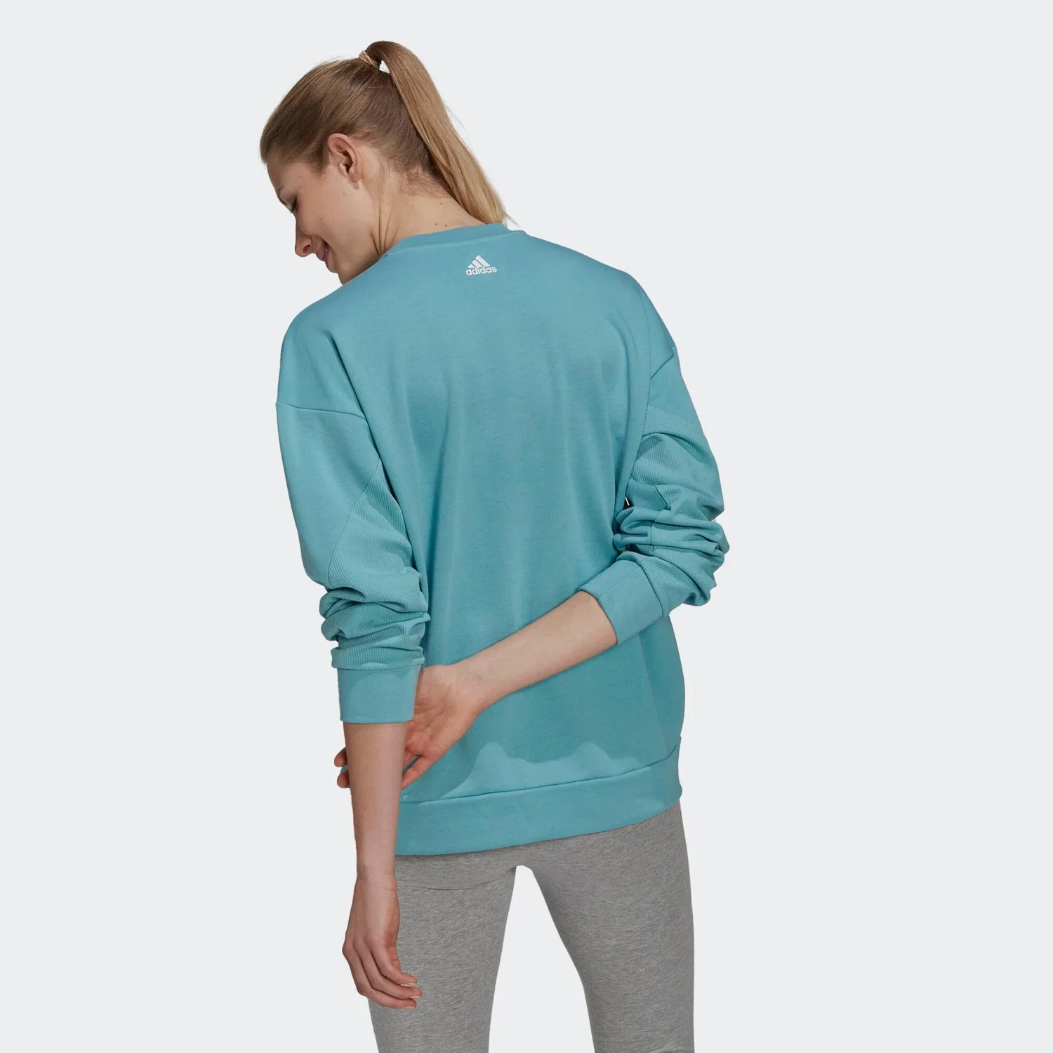 Женский свитшот с принтом U4U Soft Knit Sweatshirt Adidas, Lagunenblau Turkisblau — фото 4