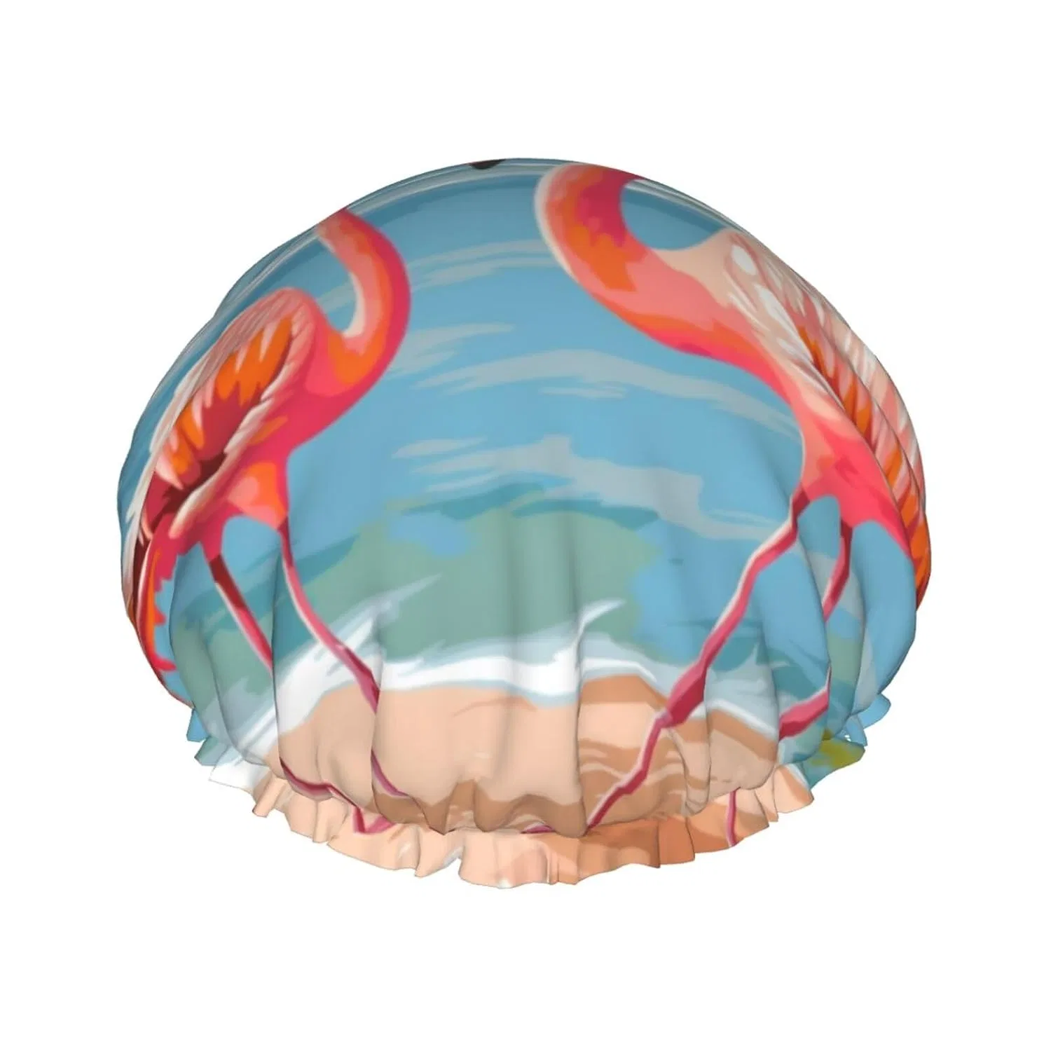 Двойная водонепроницаемая шапочка для душа Flamingo Beach, 27.6 см, WSOIHFEC