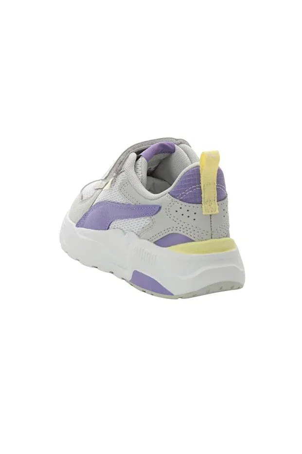 Детские спортивные кроссовки для девочек с шнуровкой Trinity Lite Ac+ Ps Pristine White & Children's Sports Shoes Puma, White Purple — фото 3