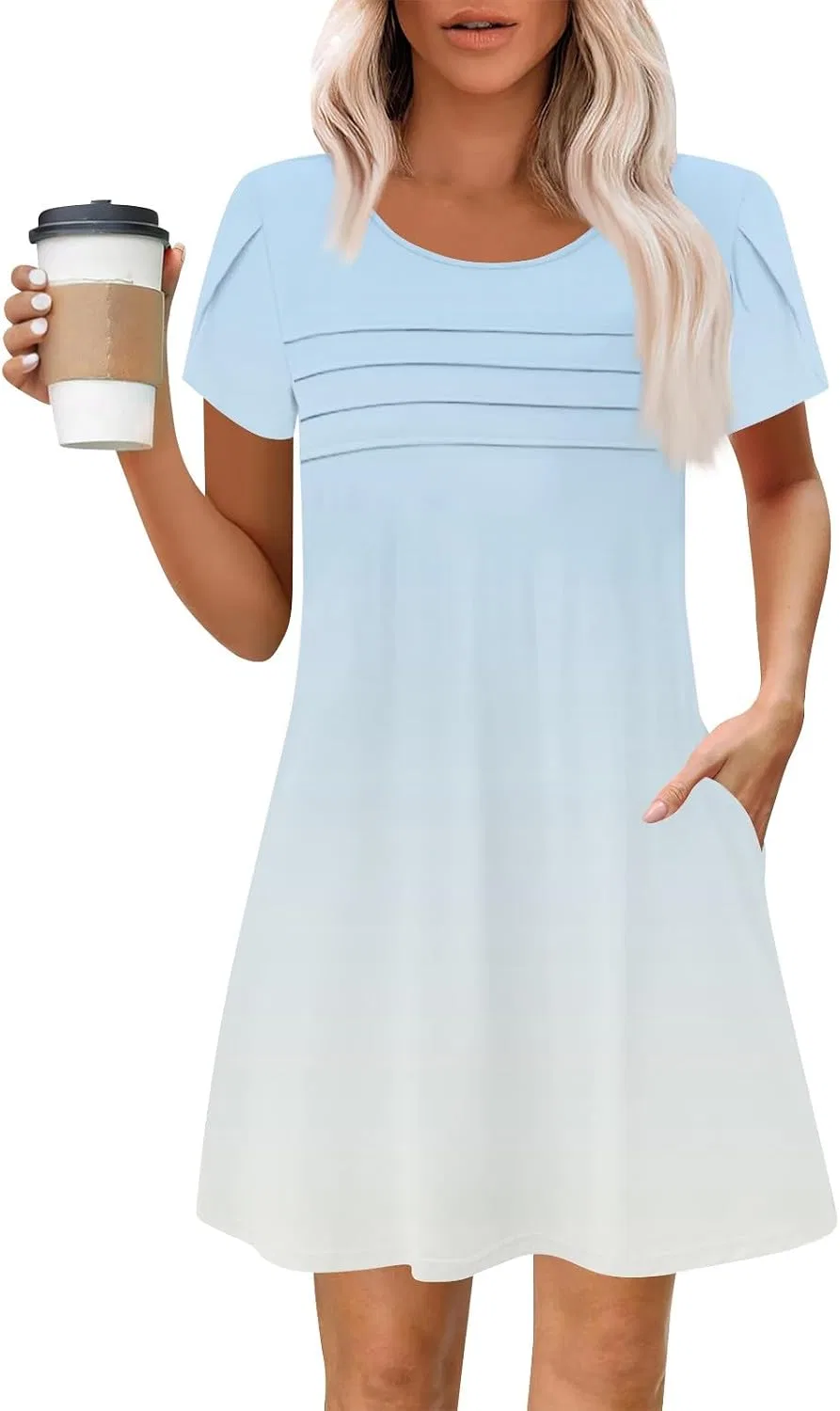 Женское летнее платье с цветочным принтом T-shirt Dress, 5-light Blue