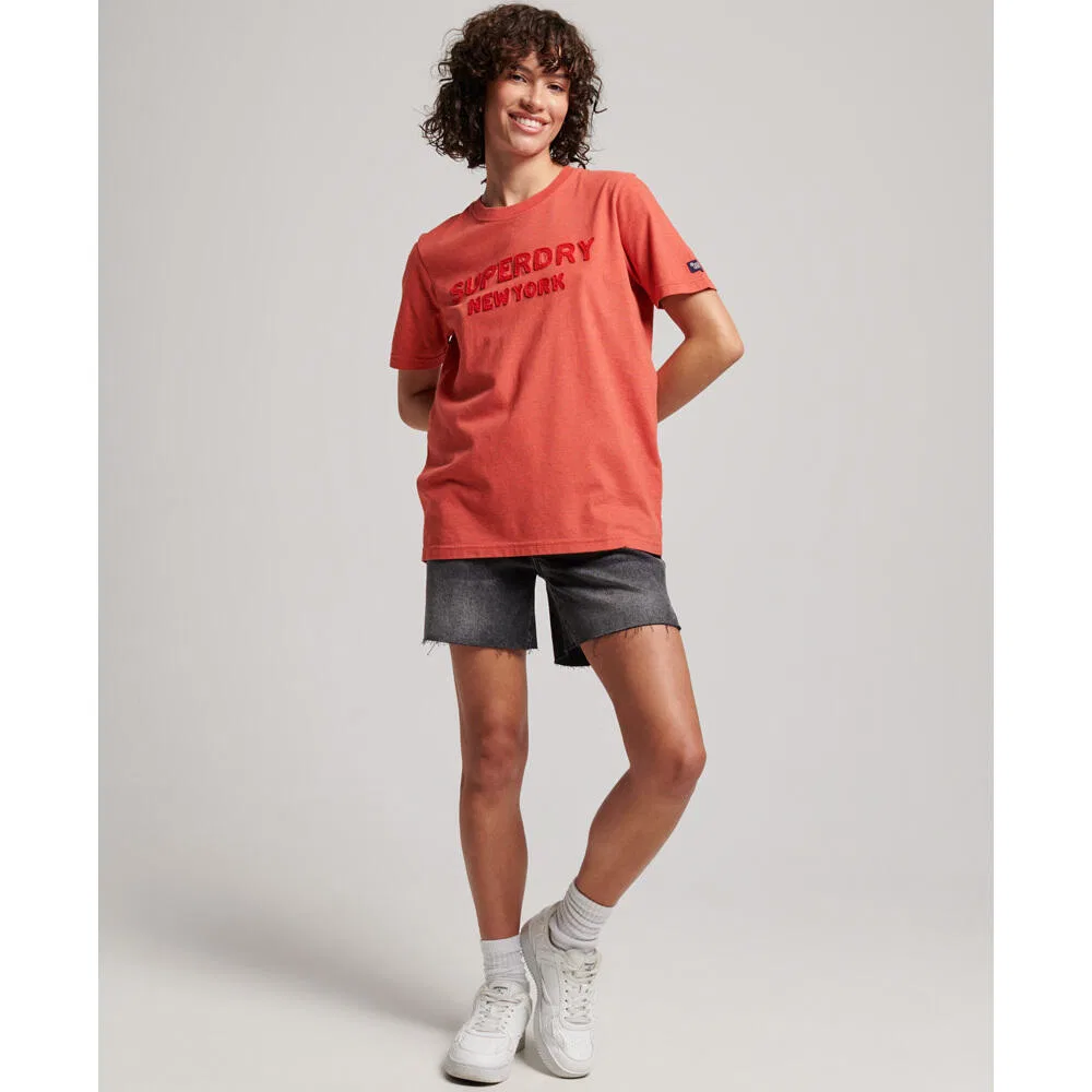 Женская хлопковая футболка с принтом Vintage Stack Superdry, Роза — фото 4