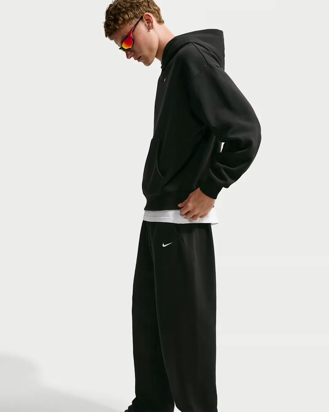 Мужские брюки на резинке Nike Solo Fleece, Total Black/Sail — фото 4