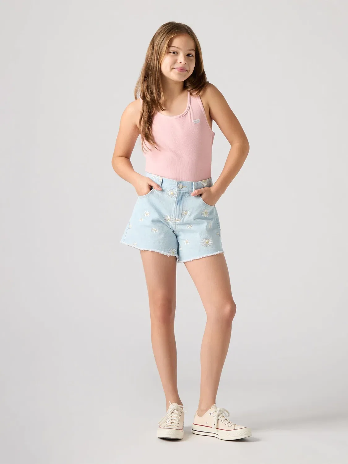 Шорты джинсовые, высокая посадка Levi's, Blue Daisy