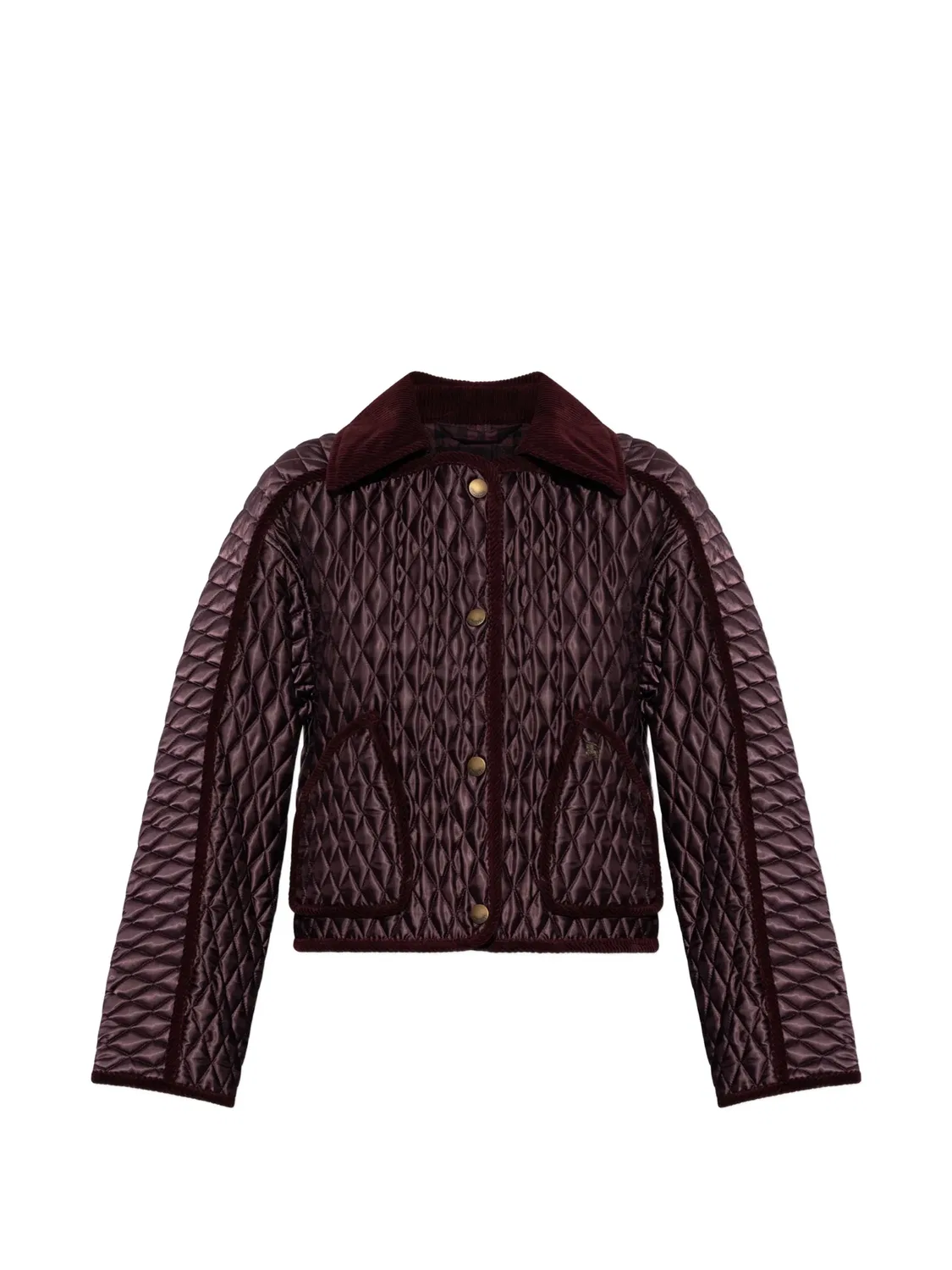 Пуховая стеганая куртка с вельветовой отделкой, красная Burberry, красный