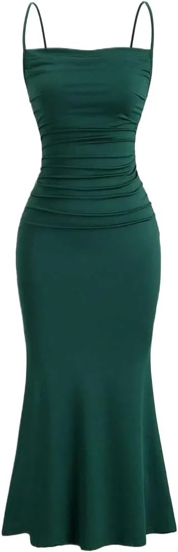 Женское элегантное ками-платье с рыбий хвост Yuchenda, Dark Green