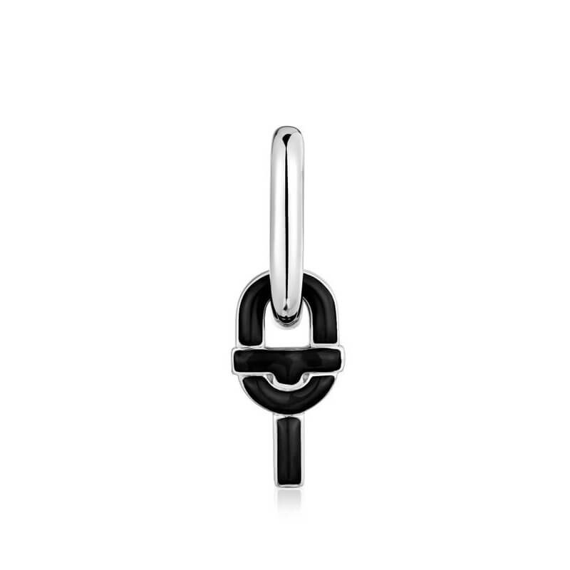 

Серьга-кольцо одинарная Tous Manifesto Black Motif Pendant, серебро/эмаль