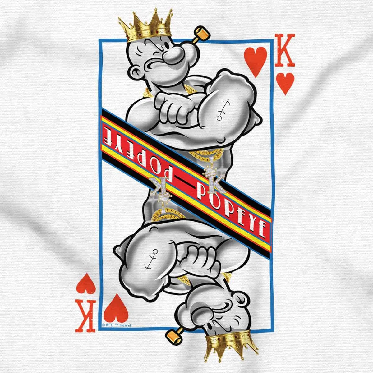 Детский боди-комбинезон с принтом Popeye King of Hearts Playing Card Brisco Brands, White — фото 2