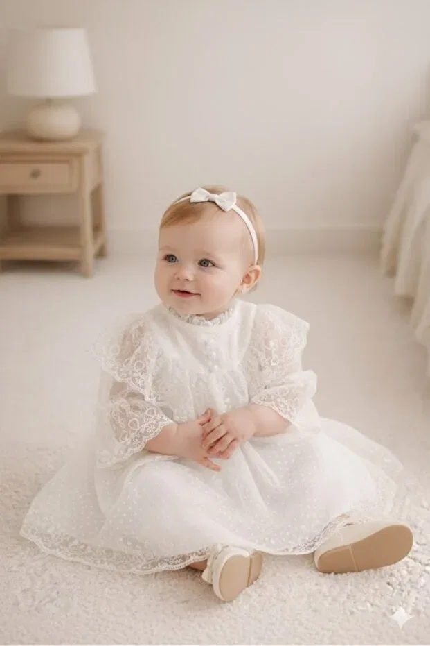 Детское платье для девочек с вышивкой Babydola, White — фото 3