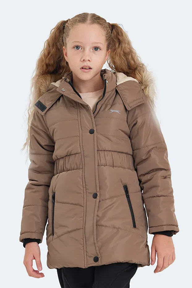 Детское пальто для девочек с капюшоном Candy Girl Slazenger, Beige