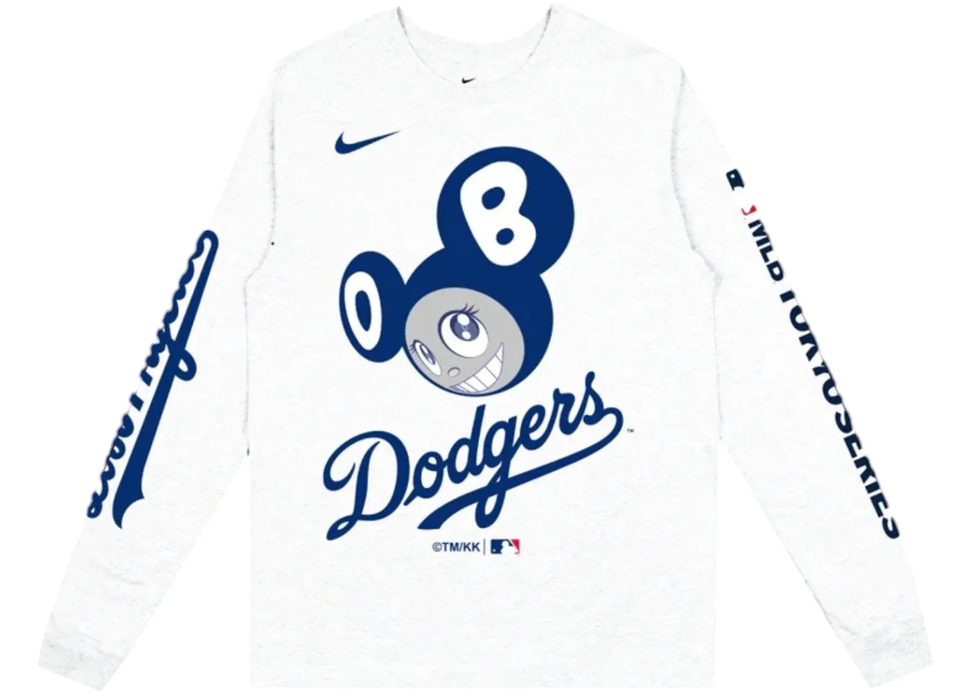 Мужская футболка с длинным рукавом Nike x Takashi Murakami x MLB World Tour Tokyo Series 2025 Dodgers Tee, White