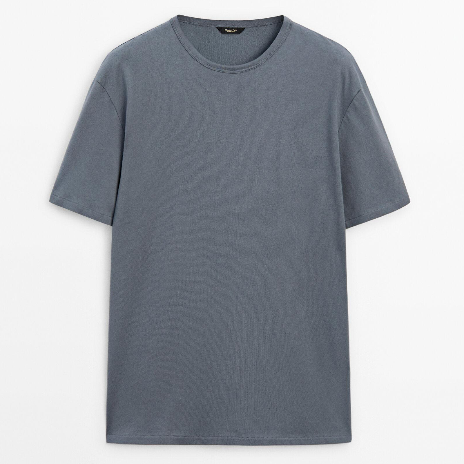 

Футболка с короткими рукавами из 100% хлопка Massimo Dutti, синий