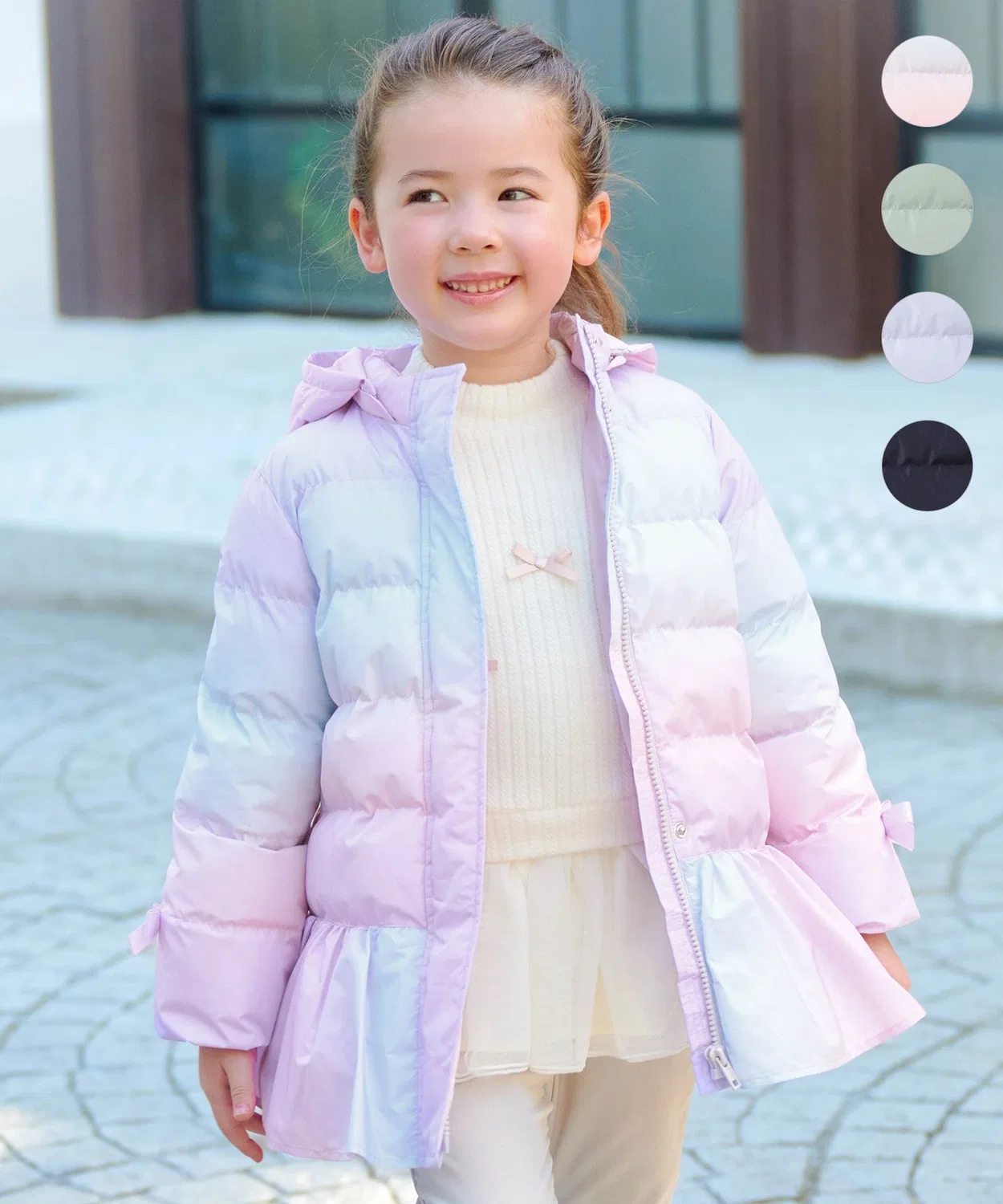 Детское пальто с длинным рукавом с бантом ANY, Lilac