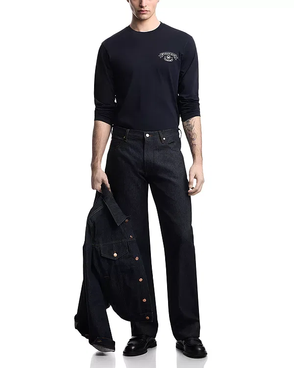 Мужские прямые джинсы из хлопка Emporio Armani, Medium Blue Denim — фото 2