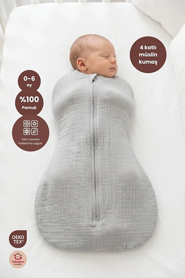 Детское боди-конверт из муслина Oeko-Tex Bebekevi, Mint Green
